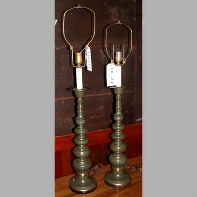 Lot 216 - Pair of Baroque Style Verdigris Lamps