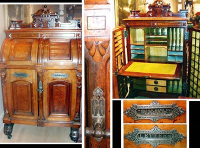 Lot 316 - Wooten Patent Walnut Desk With burl-wood...