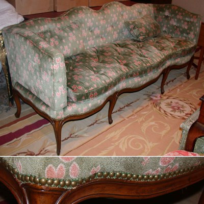 Lot 265 - Provincial Louis XV Style Upholstered Walnut...