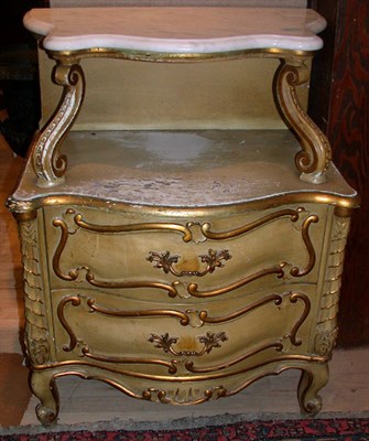 Lot 288 - Pair of Italian Rococo Style Marble Top...