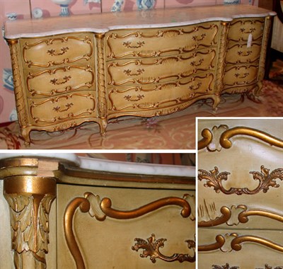 Lot 293 - Pair of Italian Rococo Style Marble Top...