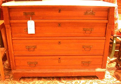Lot 338 - Victorian Marble Top Mahogany Chest of Drawers