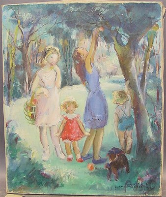 Lot 42 - French School 20th Century APPLE PICKING...