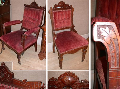 Lot 326 - Assembled Set of Five Victorian Upholstered...