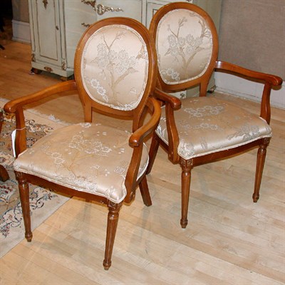 Lot 279 - Pair of George III Style Upholstered Fruitwood...