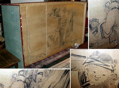 Lot 498 - Japanese Six-Fold Screen in the Manner of...
