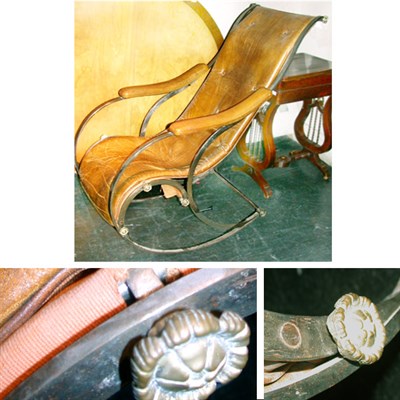 Lot 254 - Victorian Leather Upholstered Wrought Metal...