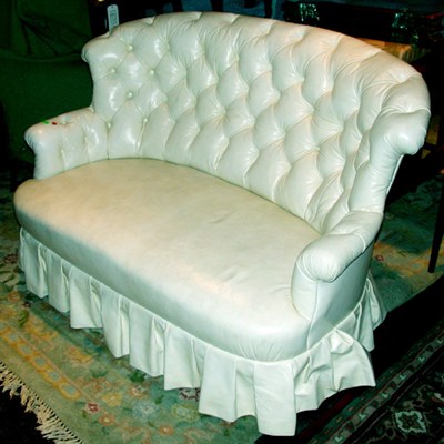 Lot 253 - Victorian Style Leather Upholstered Tufted Sofa