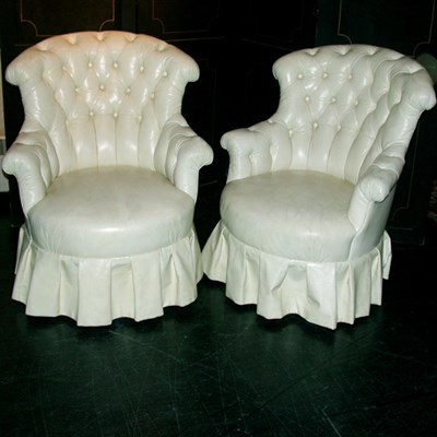 Lot 256 - Pair of Victorian Style Leather Upholstered...