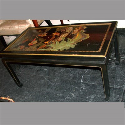 Lot 159 - Chinese Black Lacquered Landscape Decorated...