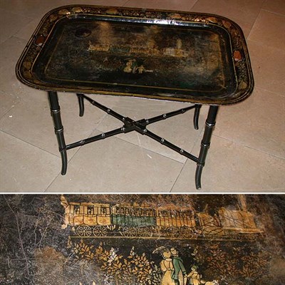Lot 724 - Regency Style Tole Painted Tray Table