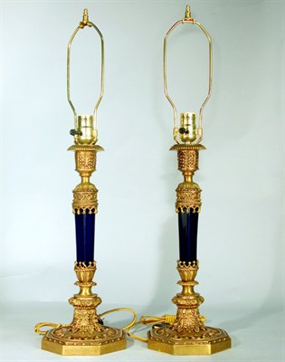 Lot 558 - Pair of Empire Style Gilt-Metal and Porcelain...
