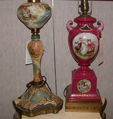 Lot 166 - Two Victorian Style Porcelain Lamps