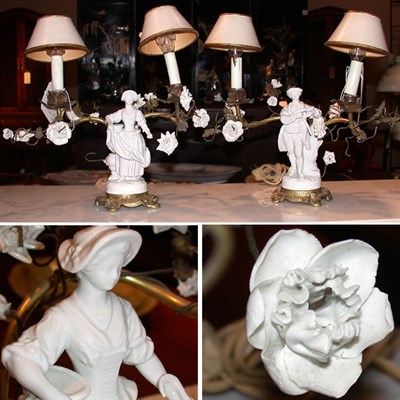 Lot 169 - Pair of Meissen Style Porcelain and Gilt-Metal...
