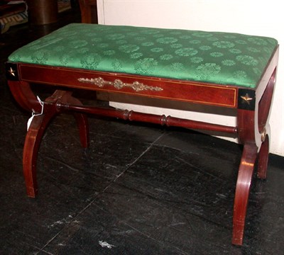 Lot 171 - Empire Style Upholstered Mahogany Bench