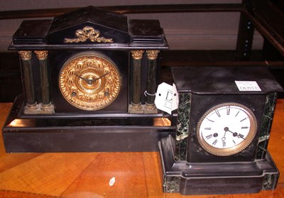 Lot 211 - Two Victorian Slate Mantel Clocks