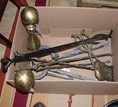 Lot 256 - Miscellaneous Group of Seven Brass Fire Tools