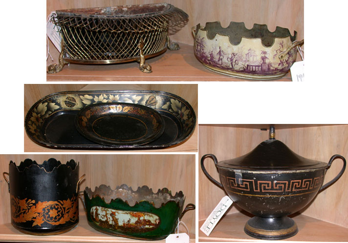 Lot 264 - Group of Seven Regency Style Tole Painted...