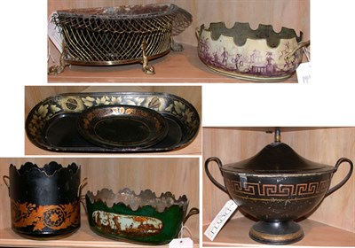 Lot 264 - Group of Seven Regency Style Tole Painted...