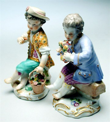 Lot 667 - Two Meissen Porcelain Figures One of a boy...