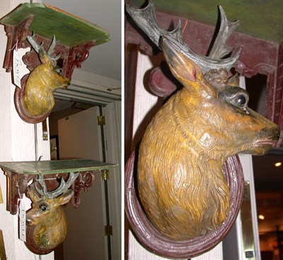 Lot 268 - Pair of Carved Wood Deer-Form Brackets