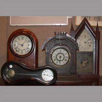 Lot 273 - Group of Four Victorian Mantel and Wall Clocks