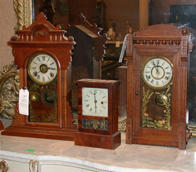 Lot 282 - Three Victorian Walnut and Rosewood Mantel Clocks