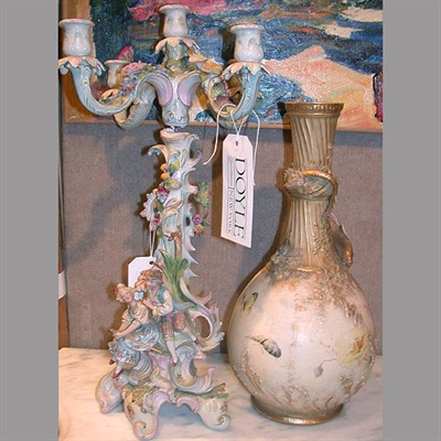 Lot 287 - Meissen Style Porcelain Five-Light Figural...