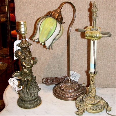 Lot 294 - Group of Three Cast Metal Lamps
