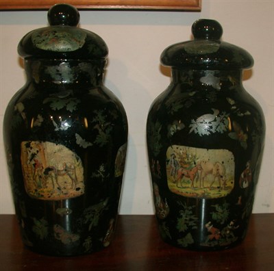Lot 312 - Pair of Victorian Black Glass Vases