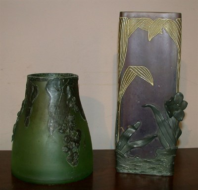Lot 313 - Two Art Nouveau Pewter-Mounted Glass Articles