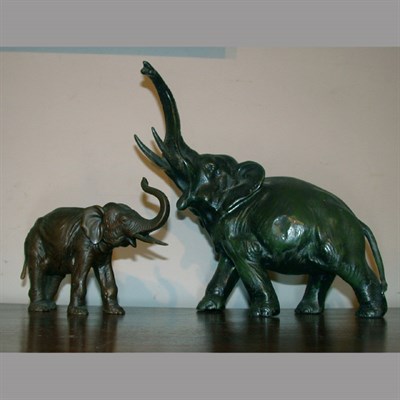Lot 315 - Two Patinated-Metal Elephants