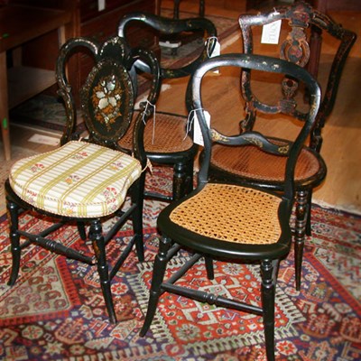 Lot 323 - Group of Four Victorian Black Lacquered Side...