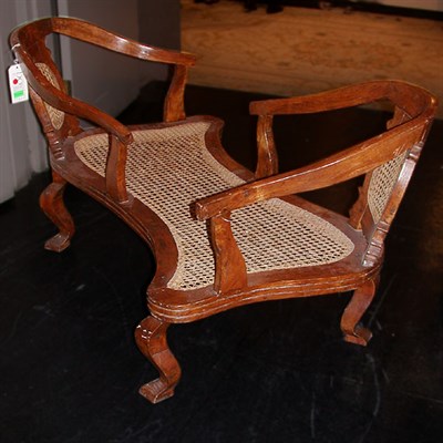 Lot 448 - Rococo Style Caned Walnut Tete a Tete