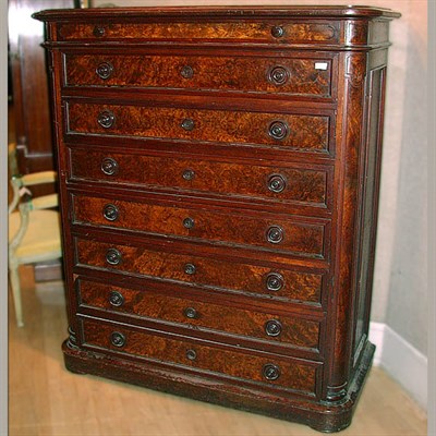 Lot 754 - Victorian Burl-Wood and Mahogany Tall Chest of...