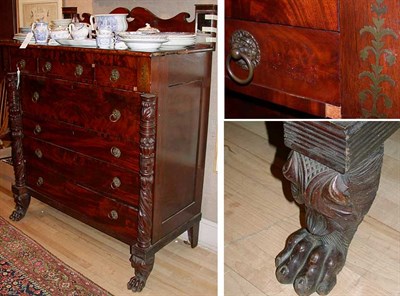 Lot 195 - Late Federal Brass Inlaid Mahogany Chest of...