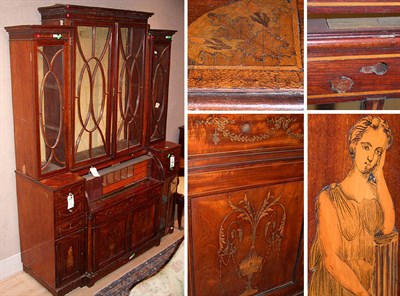 Lot 679 - Edwardian Marquetry Inlaid Mahogany Cylinder...