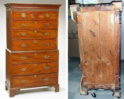 Lot 295 - Chippendale Mahogany Chest on Chest Middle...