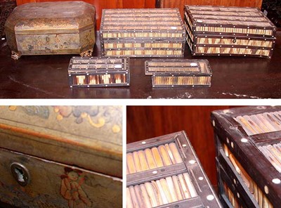Lot 356 - Group of Four Anglo-Indian Quillwork Boxes...