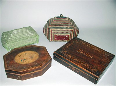 Lot 304 - Two Painted Tramp Art Boxes, Inlaid Mahogany...