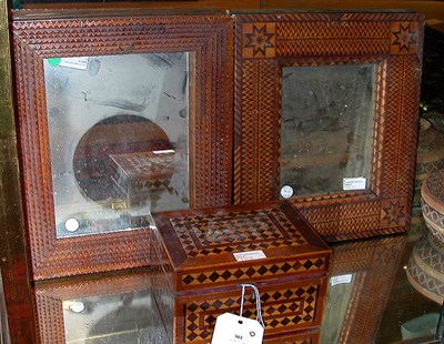 Lot 301 - Tramp Art Mirror, Inlaid Wood Mirror and...