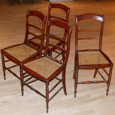 Lot 538 - Set of Four Edwardian Caned Mahogany Ballroom...