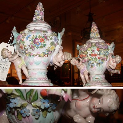 Lot 503 - Two Meissen Style Porcelain Vases