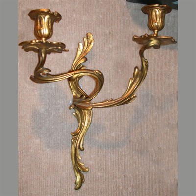 Lot 424 - Pair of Louis XV Style Gilt-Metal Two-Light...