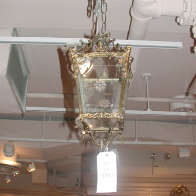 Lot 437 - Louis XVI Style Cut Glass and Gilt Metal Lantern