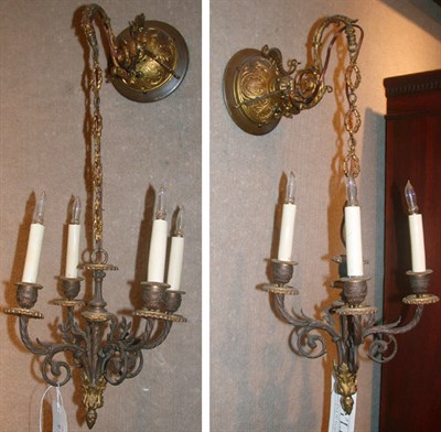 Lot 452 - Pair of Empire Style Gilt-Metal Four-Light...