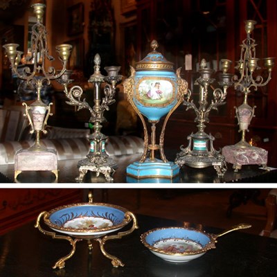 Lot 475 - Group of Three Sevres Style Gilt-Metal Mounted...