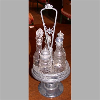 Lot 386A - Victorian Silver Plate and Glass Cruet Set