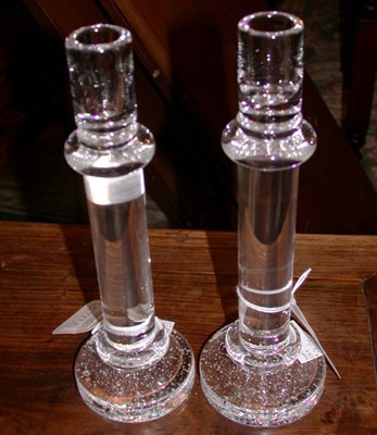 Lot 809 - Pair of Steuben Glass Candlesticks