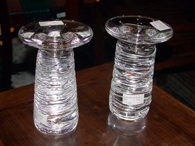 Lot 803 - Pair of Steuben Glass Candlesticks